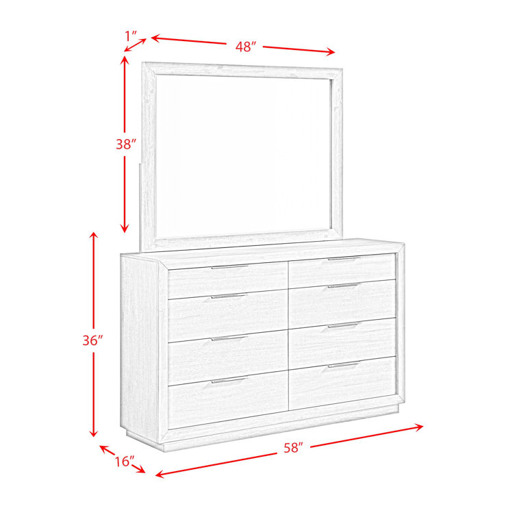 Gray 8-Drawer Dresser with Mirror and Felt Lined Drawer