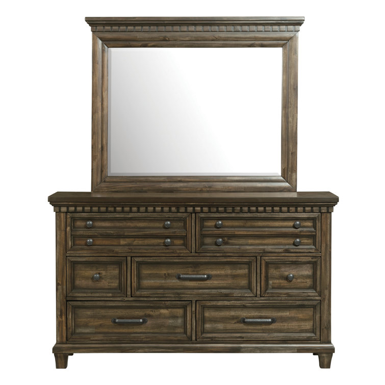 Charcoal Wood Dresser and Mirror Set with Felt Lined Drawers