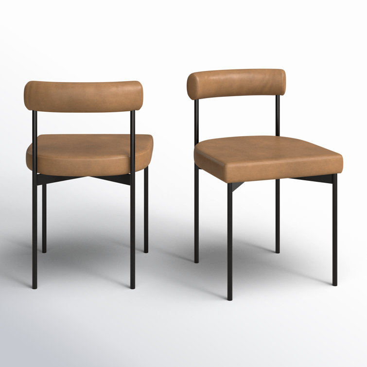 Dahlia Light Brown Faux Leather Upholstered Side Chair with Black Metal Frame