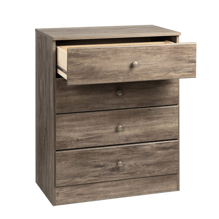 Drifted Gray Astrid 4-Drawer Lacquered Pine Chest