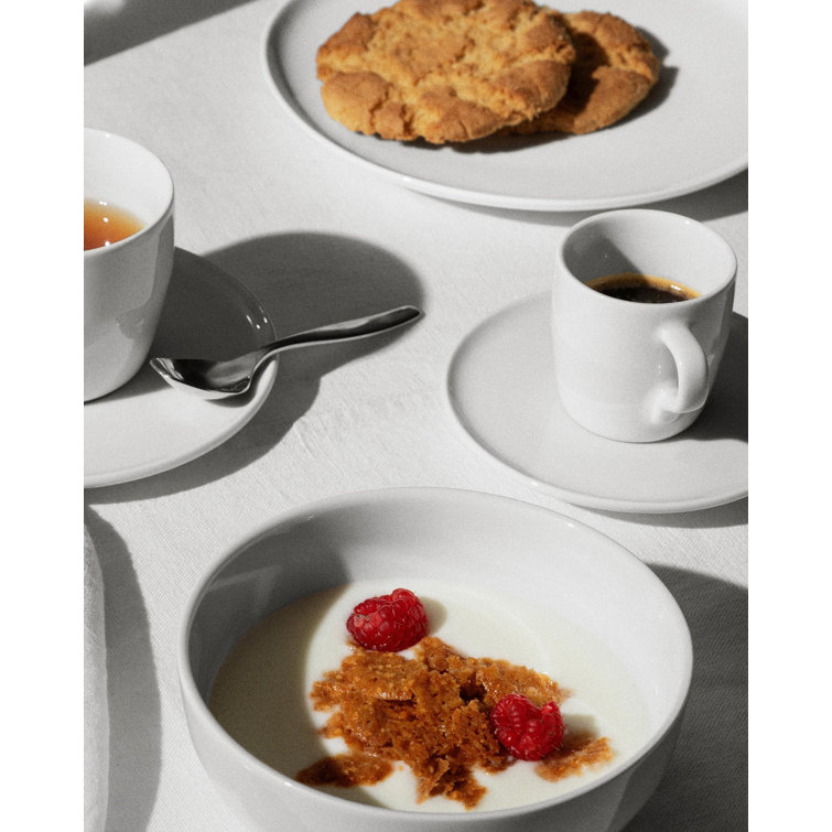 White Porcelain Mocha Cup and Saucer Set, 2.87oz