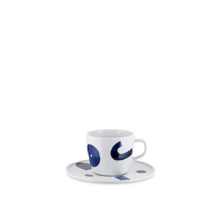 Naoto Fukasawa White and Blue Porcelain Coffee Cup with Saucer Set
