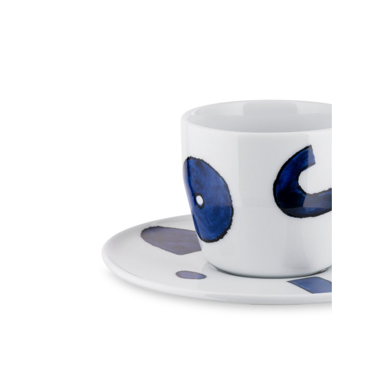 Naoto Fukasawa White and Blue Porcelain Coffee Cup with Saucer Set
