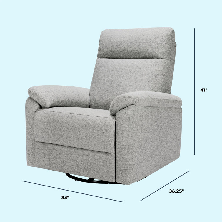 Frost Grey Upholstered Wood Swivel Recliner Chair