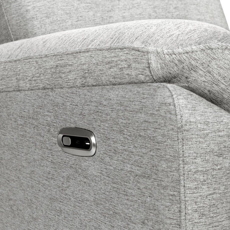 Frost Grey Upholstered Wood Swivel Recliner Chair