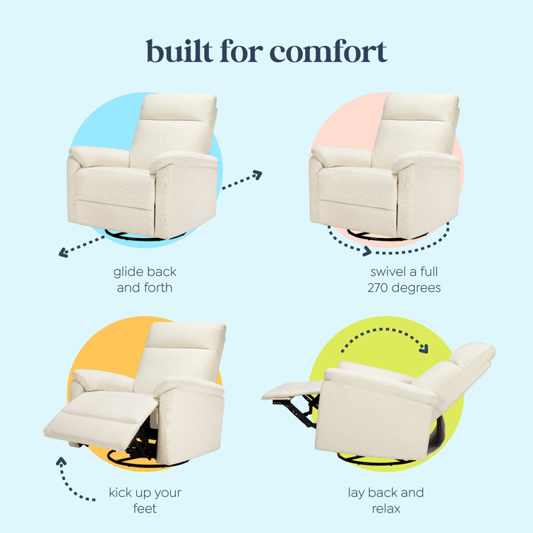 Vanilla Swivel Recliner with Wood Finish and USB Port