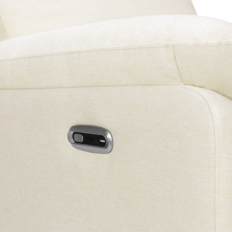 Vanilla Swivel Recliner with Wood Finish and USB Port