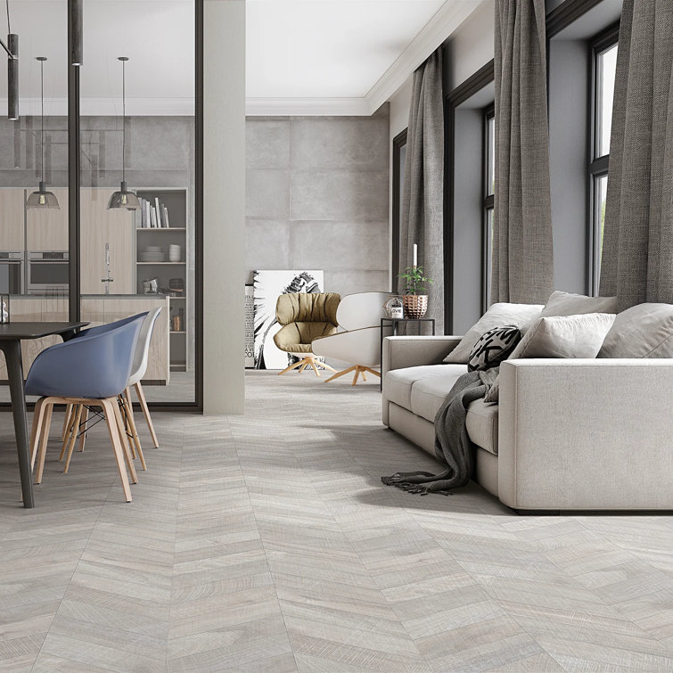 Auburn Chevron Gray 24 in. x 48 in. Matte Porcelain Floor and Wall Tile