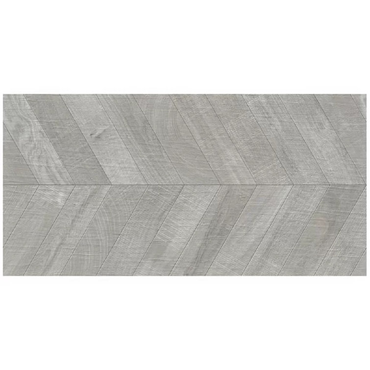 Auburn Chevron Gray 24 in. x 48 in. Matte Porcelain Floor and Wall Tile