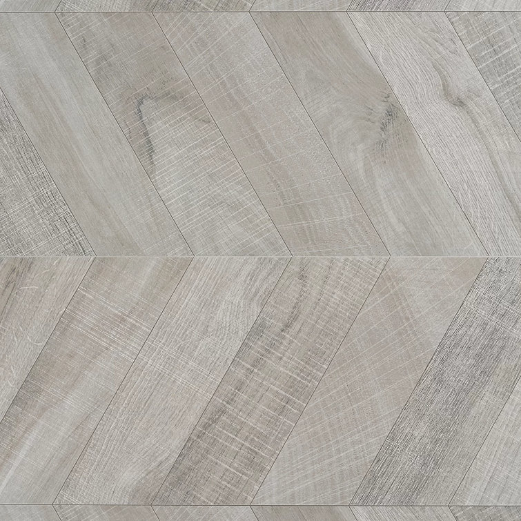 Auburn Chevron Gray 24 in. x 48 in. Matte Porcelain Floor and Wall Tile