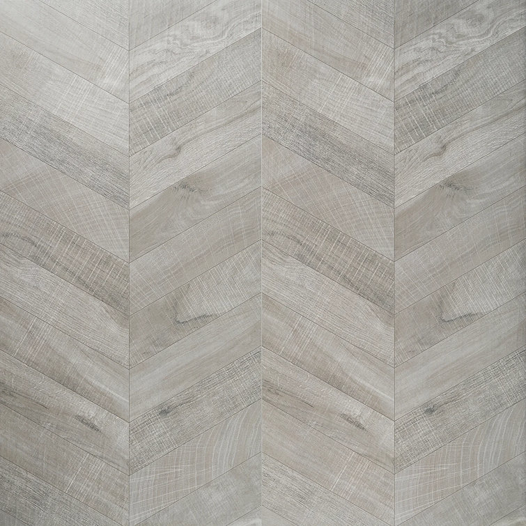 Auburn Chevron Gray 24 in. x 48 in. Matte Porcelain Floor and Wall Tile