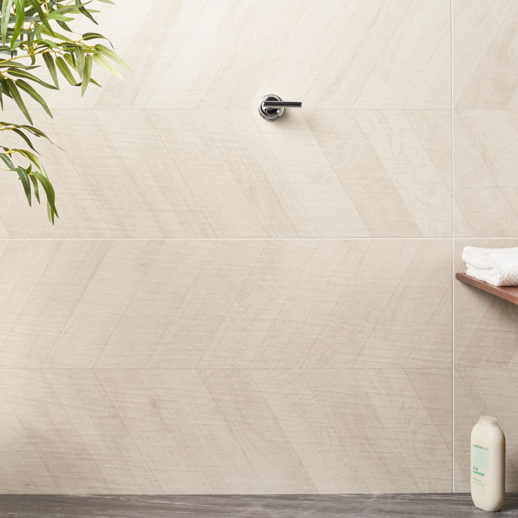 Montgomery Chevron White Matte Porcelain Large Format Tile
