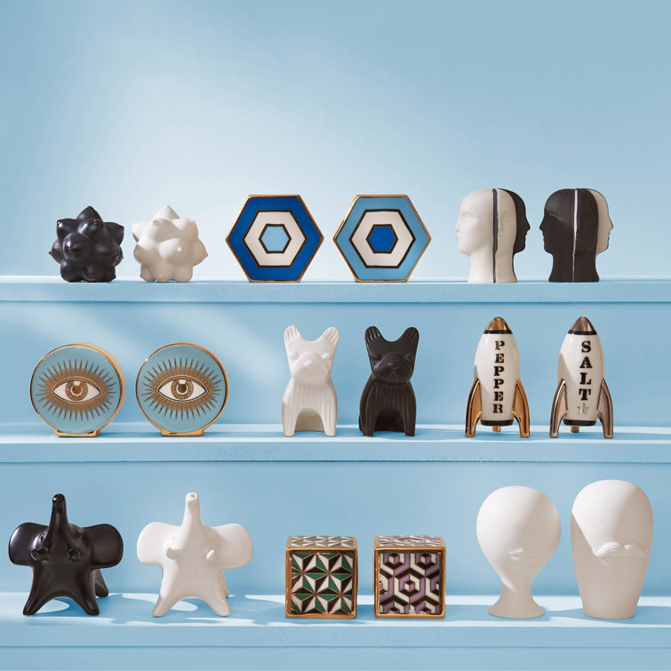 Atlas Black and White Porcelain Salt & Pepper Set