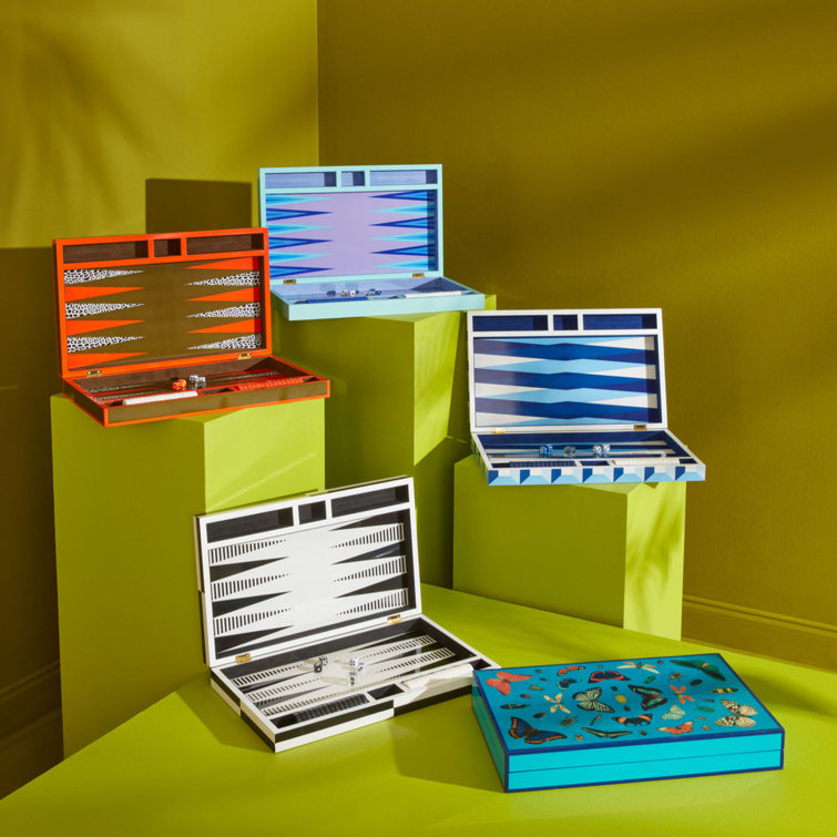 Leopard Print Orange Lacquer Backgammon Set