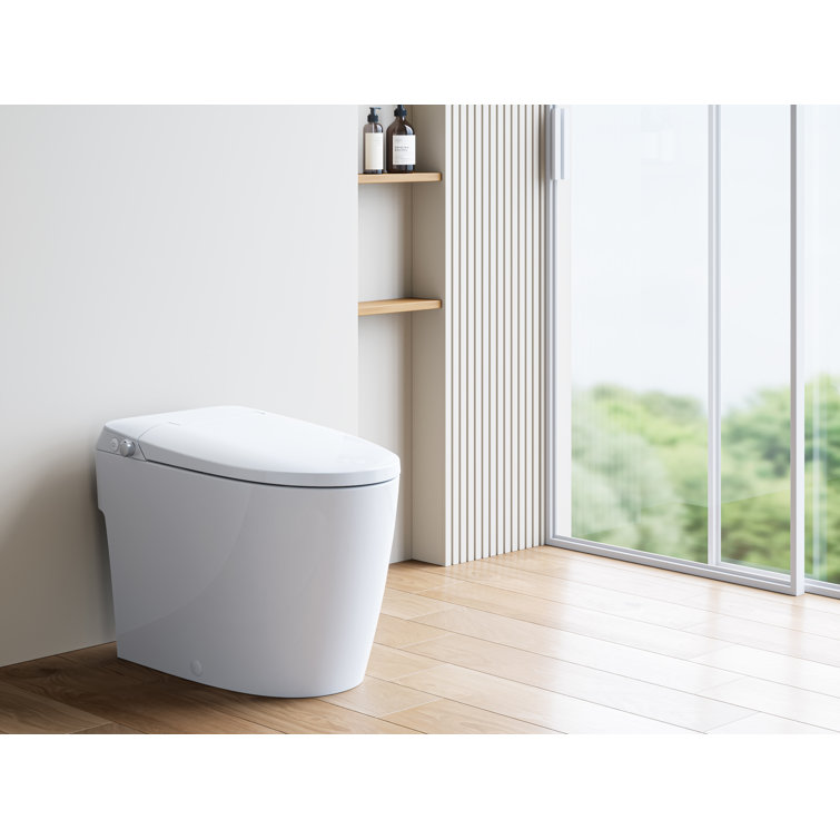 White Elongated Free Standing Non-Electric Smart Bidet Toilet