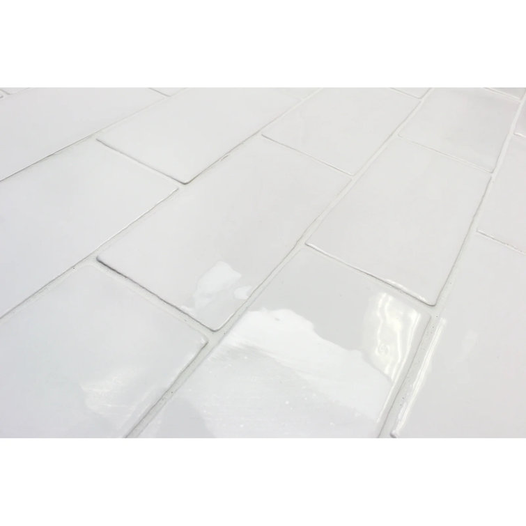 Messi 3" x 6" Polished White Ceramic Subway Wall Tile