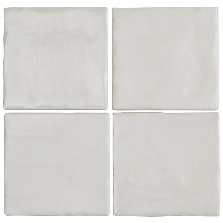 Amagansett 4" x 4" White Ceramic Wall Tile Set