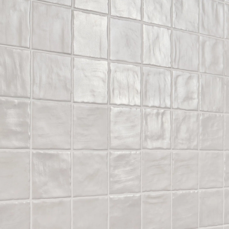 Amagansett 4" x 4" White Ceramic Wall Tile Set