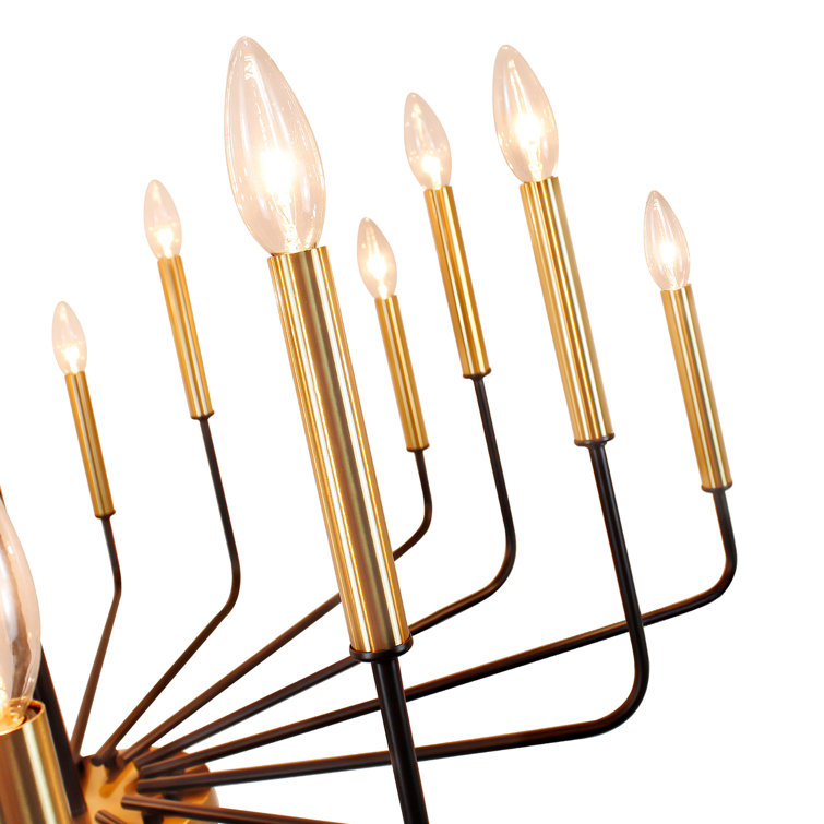 Black and Gold 16-Light Candle Chandelier with Adjustable Chain