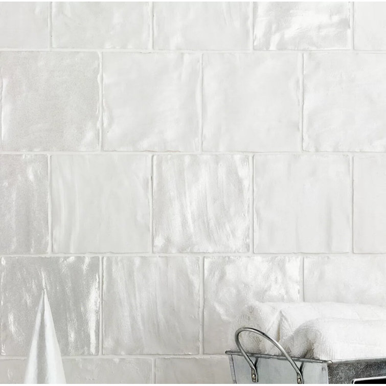 Amagansett 4" x 4" White Ceramic Wall Tile Set