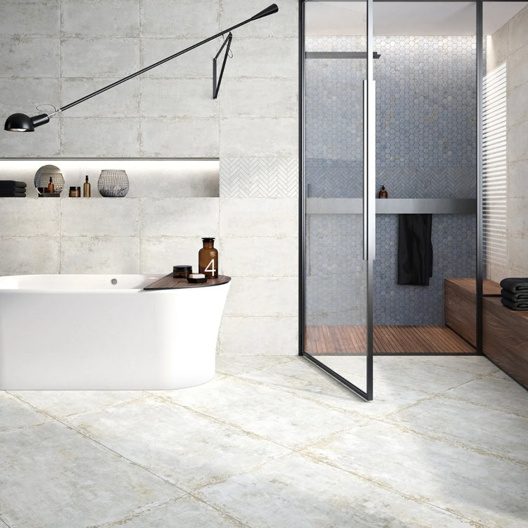 Large Format Beige Matte Porcelain Stone Look Floor and Wall Tile