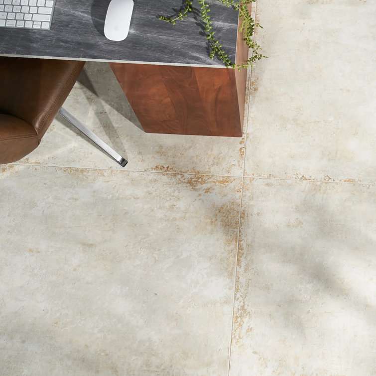 Large Format Beige Matte Porcelain Stone Look Floor and Wall Tile