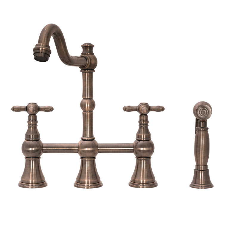 Antique Copper Solid Brass Kitchen Faucet with Side Spray