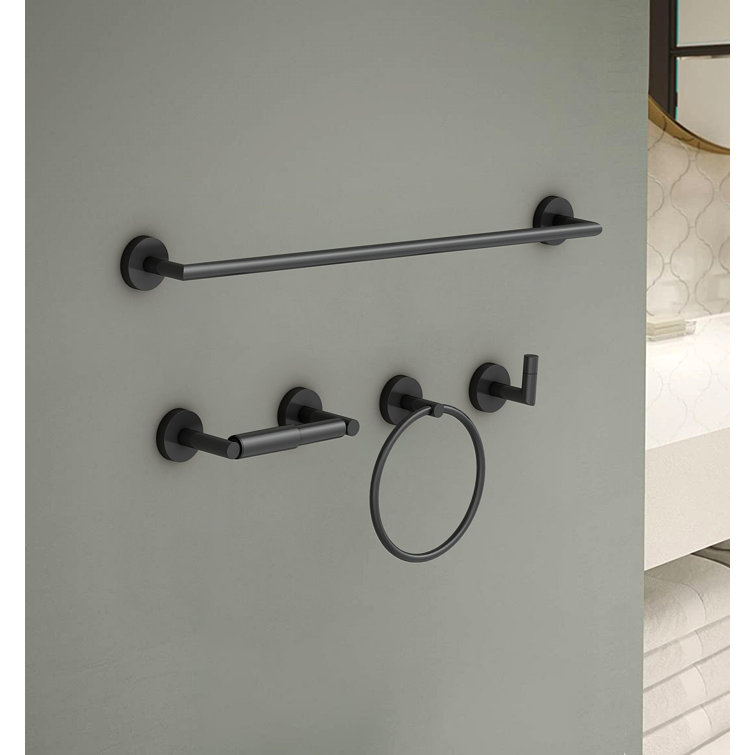 Matte Black Stainless Steel 4-Piece Bathroom Hardware Set