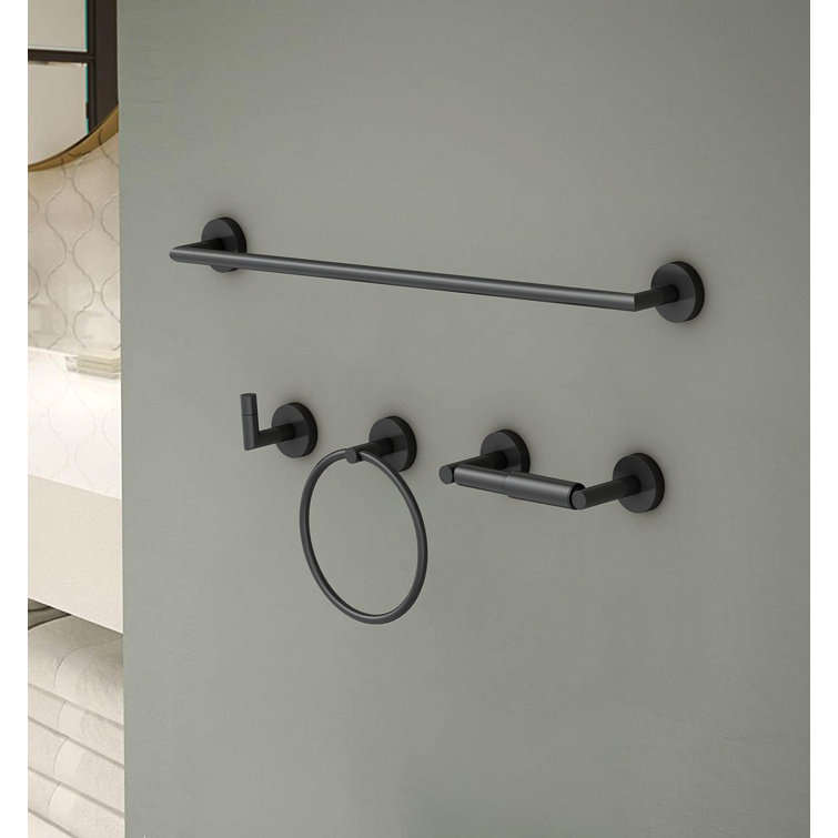Matte Black Stainless Steel 4-Piece Bathroom Hardware Set