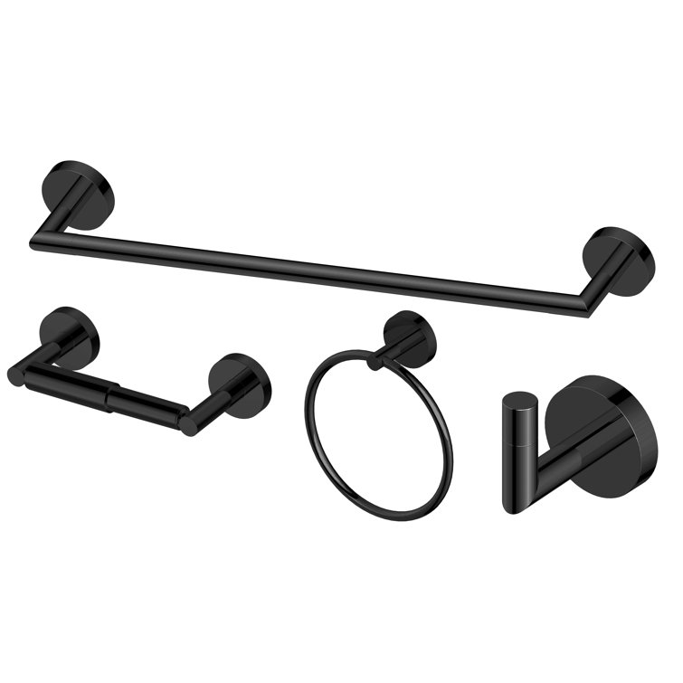 Matte Black Stainless Steel 4-Piece Bathroom Hardware Set