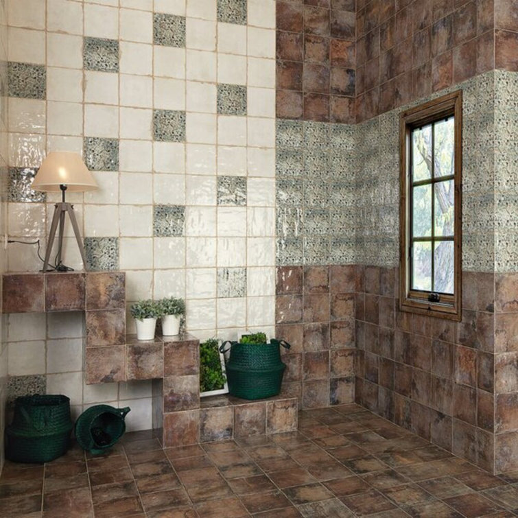 Haven Collection White Polished Ceramic Square Wall Tile