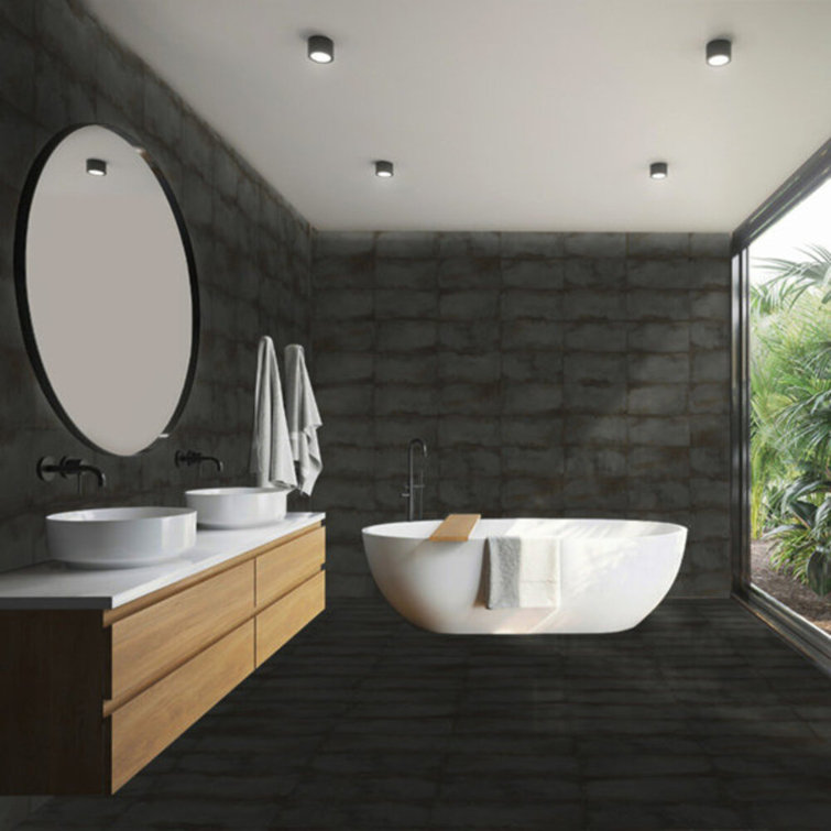 Angela Harris Santa Clara Large Matte Black Porcelain Wall and Floor Tile