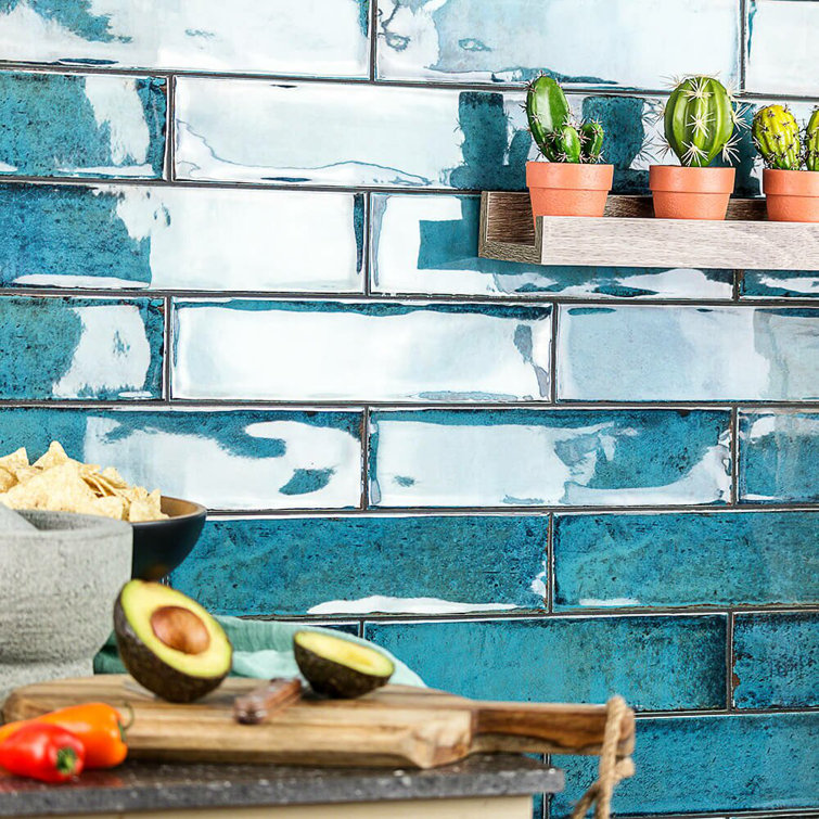 Moze Blue 3" x 12" Polished Ceramic Subway Wall Tile