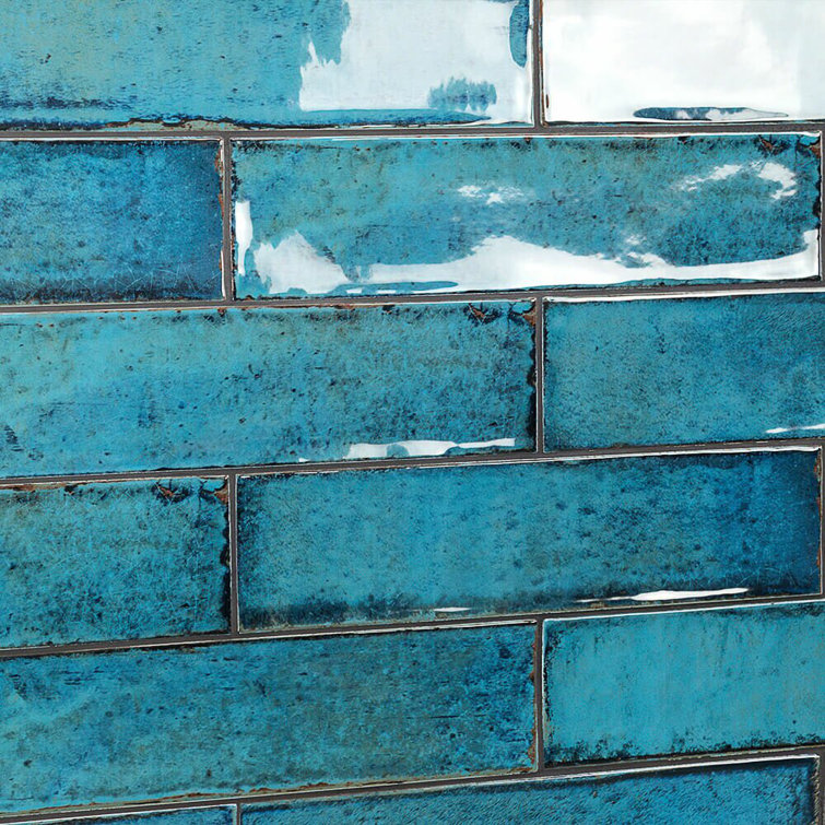 Moze Blue 3" x 12" Polished Ceramic Subway Wall Tile