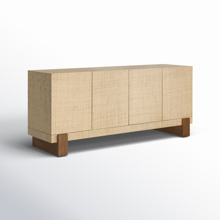 72'' Raffia-Wrapped Mahogany and MDF Sideboard