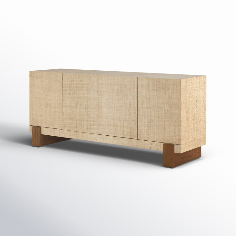 72'' Raffia-Wrapped Mahogany and MDF Sideboard