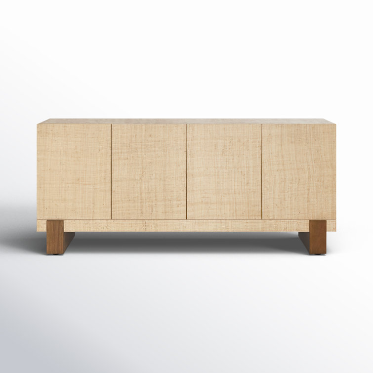 72'' Raffia-Wrapped Mahogany and MDF Sideboard