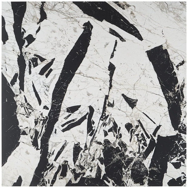 Kasama 30" x 30" Matte Black and White Porcelain Marble Look Tile