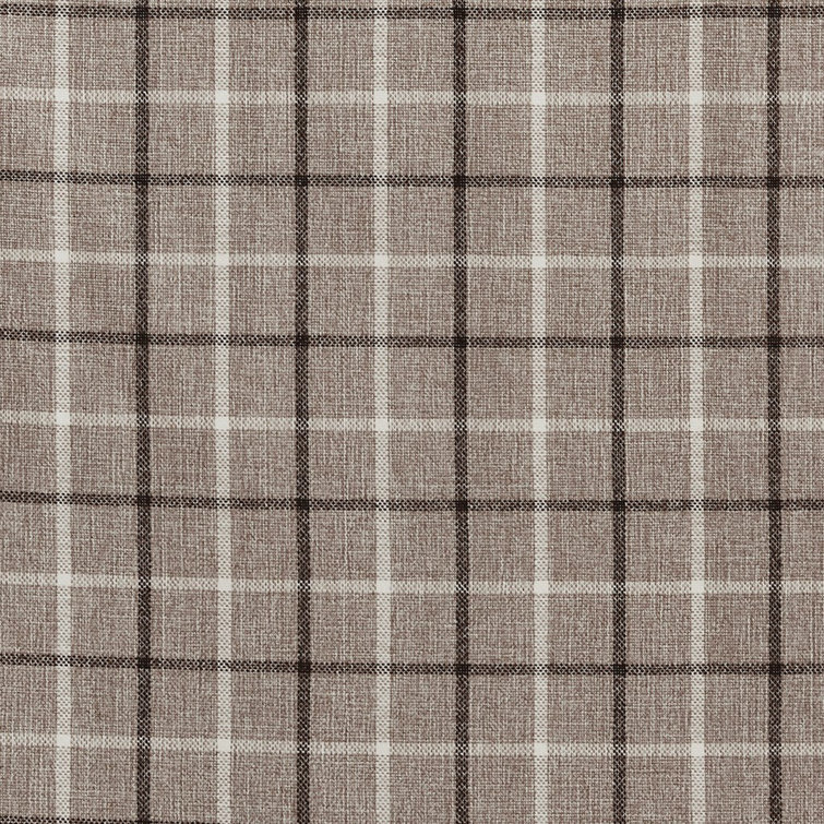 Brown Plaid Polyester Light-Filtering Curtain Panel with Fleece Lining