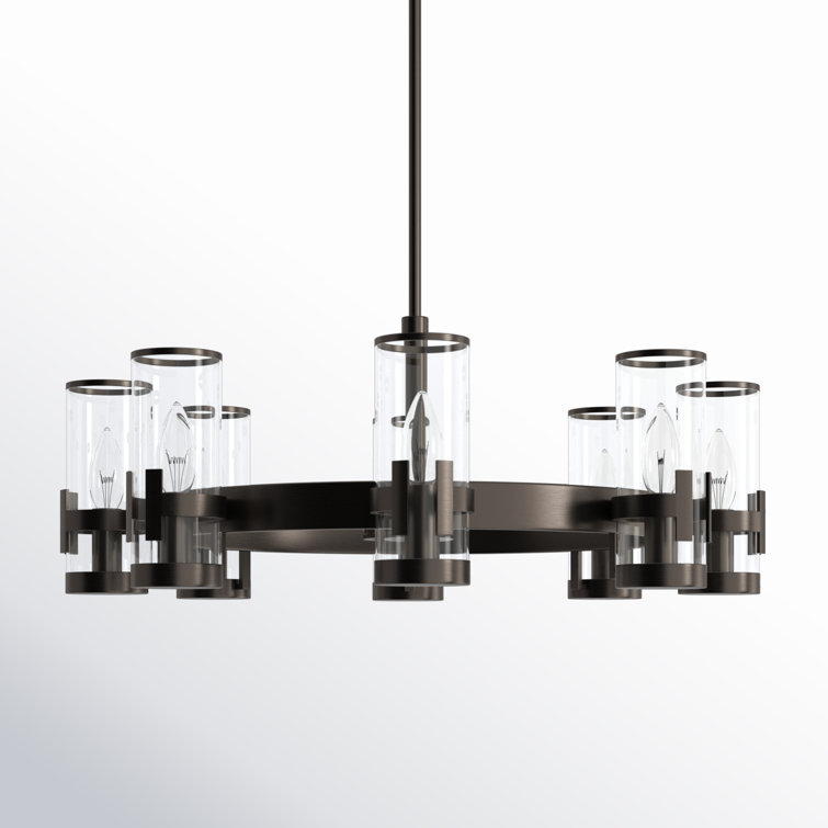 Reeve 27'' Black Oxide 8-Light Elegant Glass Cylinder Chandelier