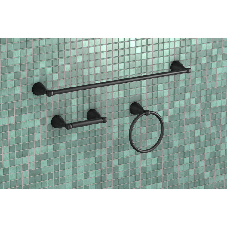 Matte Black 3-Piece Metal Bathroom Hardware Set
