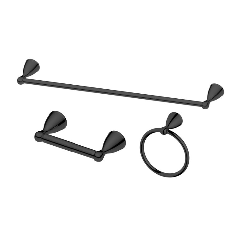 Matte Black 3-Piece Metal Bathroom Hardware Set