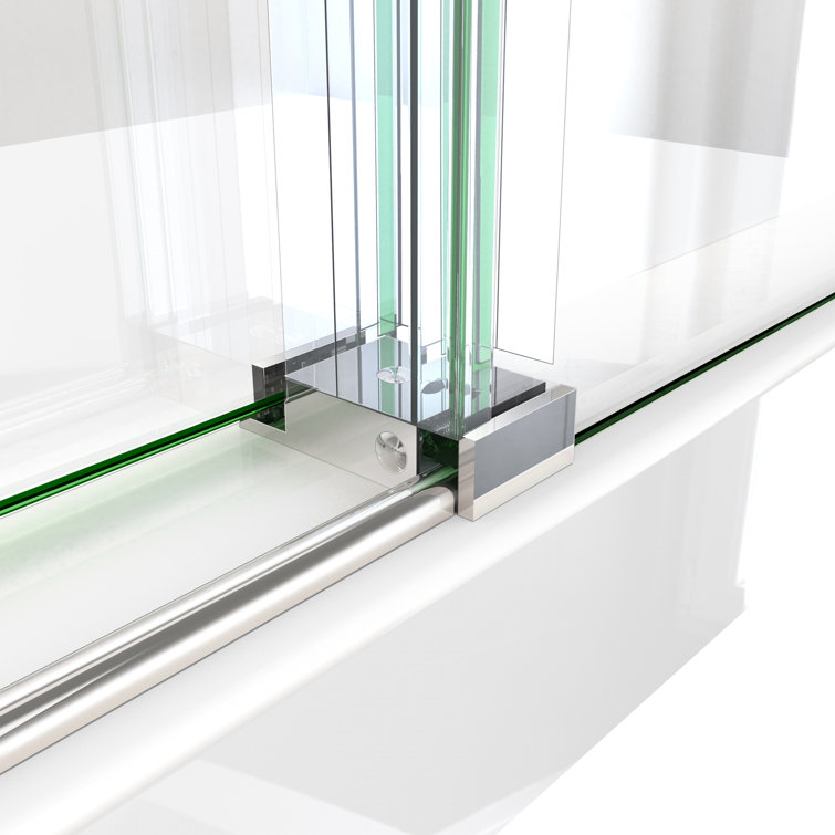 Polished Stainless Steel Frameless Sliding Shower Door, 48 x 76 inches