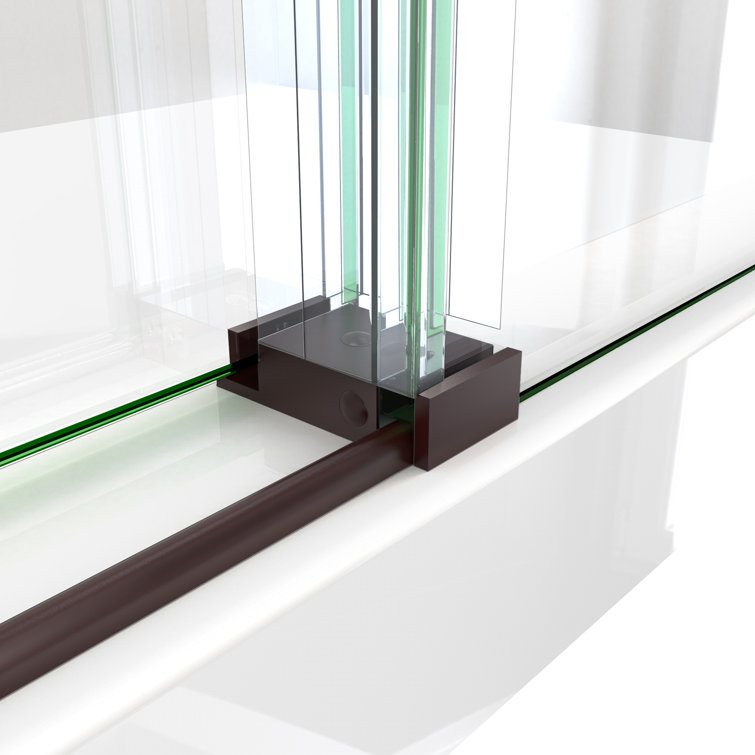 Continuum 56-60 in. Frameless Clear Glass Sliding Shower Door in Oil Rubbed Bronze