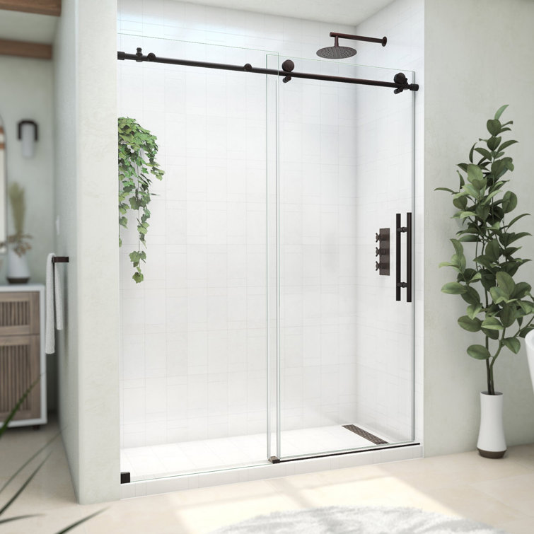 Continuum 56-60 in. Frameless Clear Glass Sliding Shower Door in Oil Rubbed Bronze