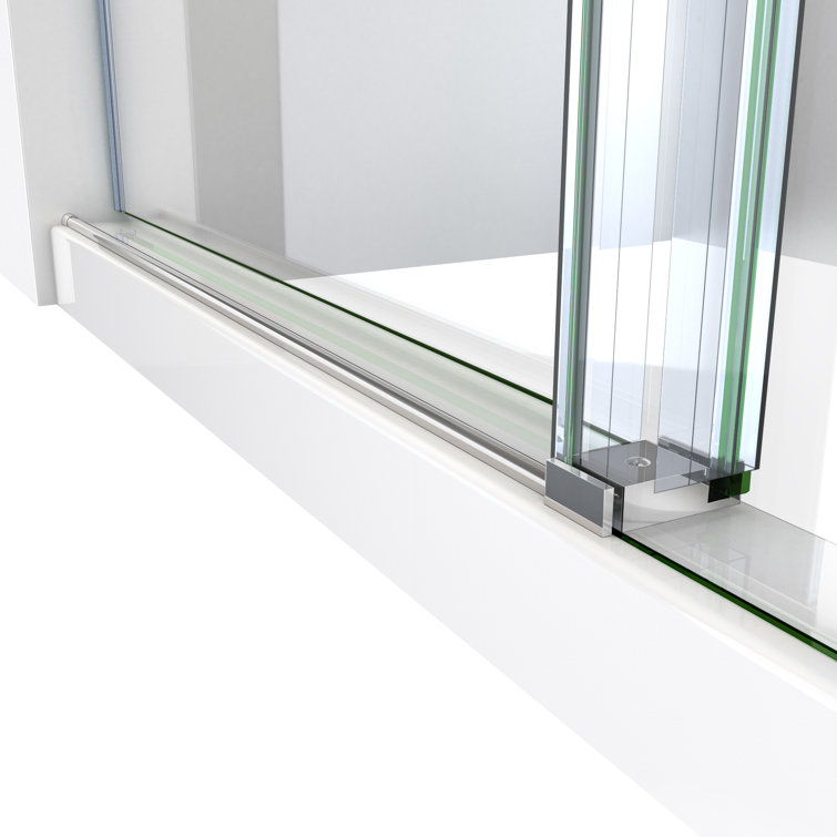 Polished Stainless Steel Frameless Sliding Shower Door, 48 x 76 inches