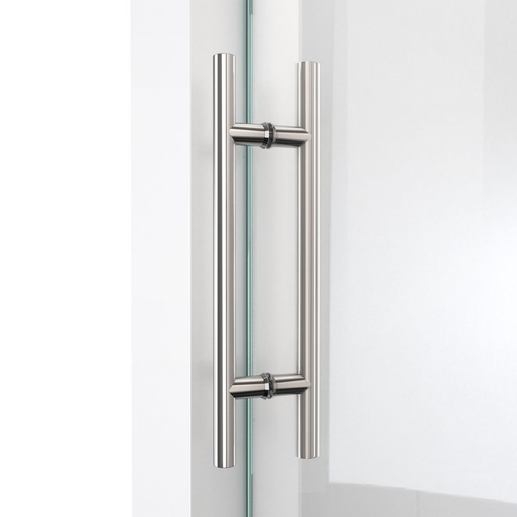 Polished Stainless Steel Frameless Sliding Shower Door, 48 x 76 inches