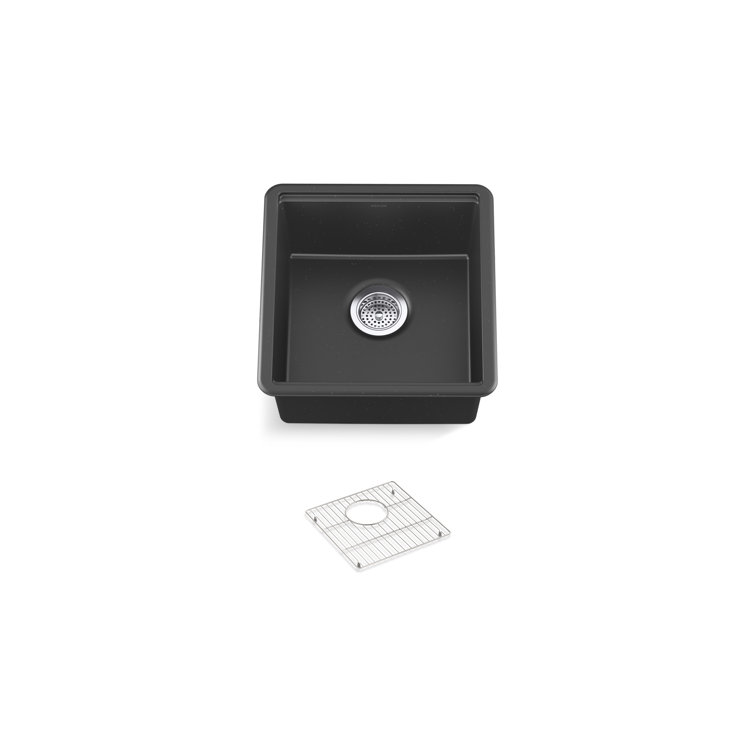 Matte Graphite Composite Undermount Bar Sink with Deep Bowl