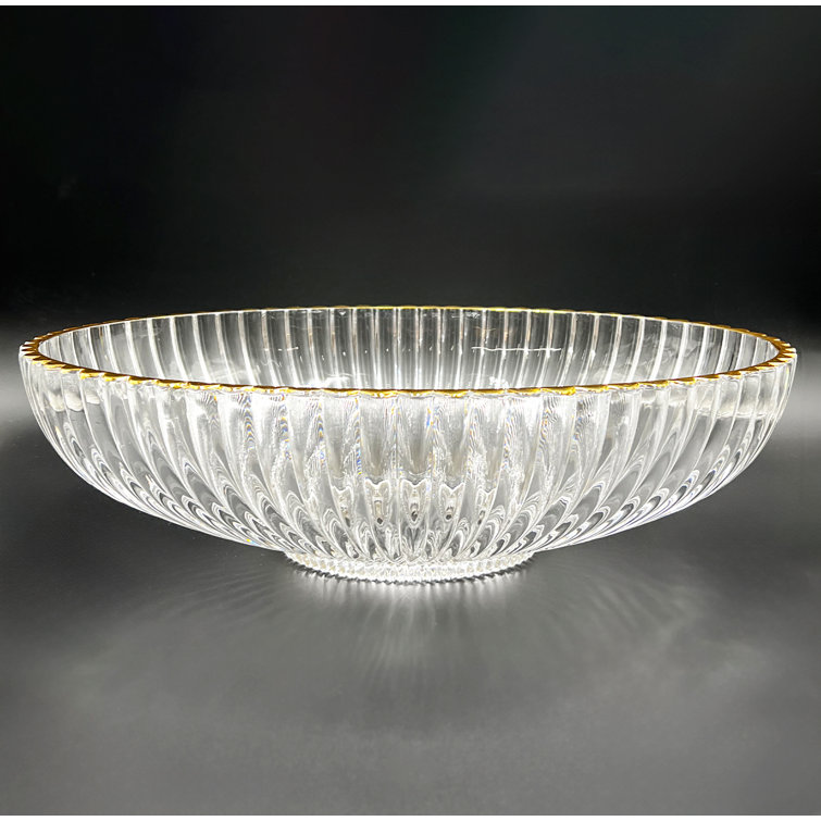 Clear and Gold Oval Glass Vessel Bathroom Sink
