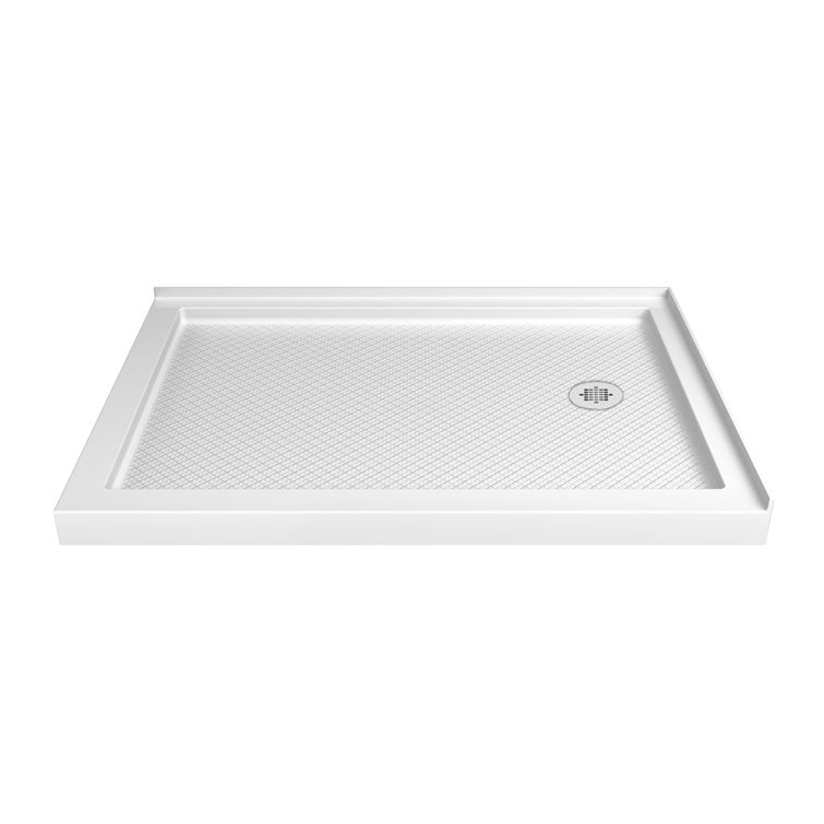 Slimline White Acrylic 48 x 32 Corner Shower Base with Right Drain
